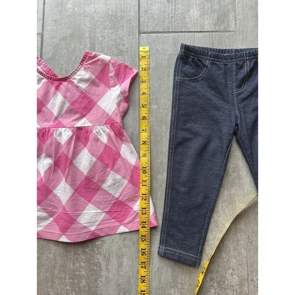 Baby Toddler Girl 2 Piece Outfit Set Sleeveless Top & Leggings Pink Plaid 24M 2T